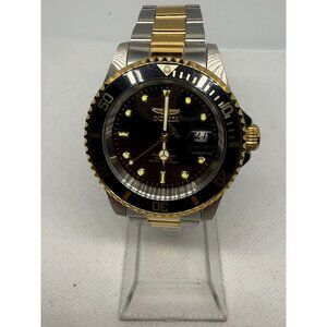 Invicta Pro Diver Stainless Steel & Gold-Tone Mens Watch With Black Dial & Date